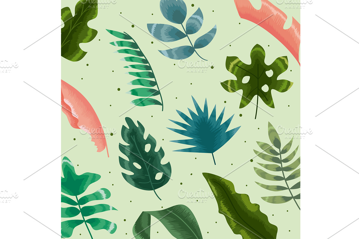 tropical leafs pattern, an Illustration by studiogstock