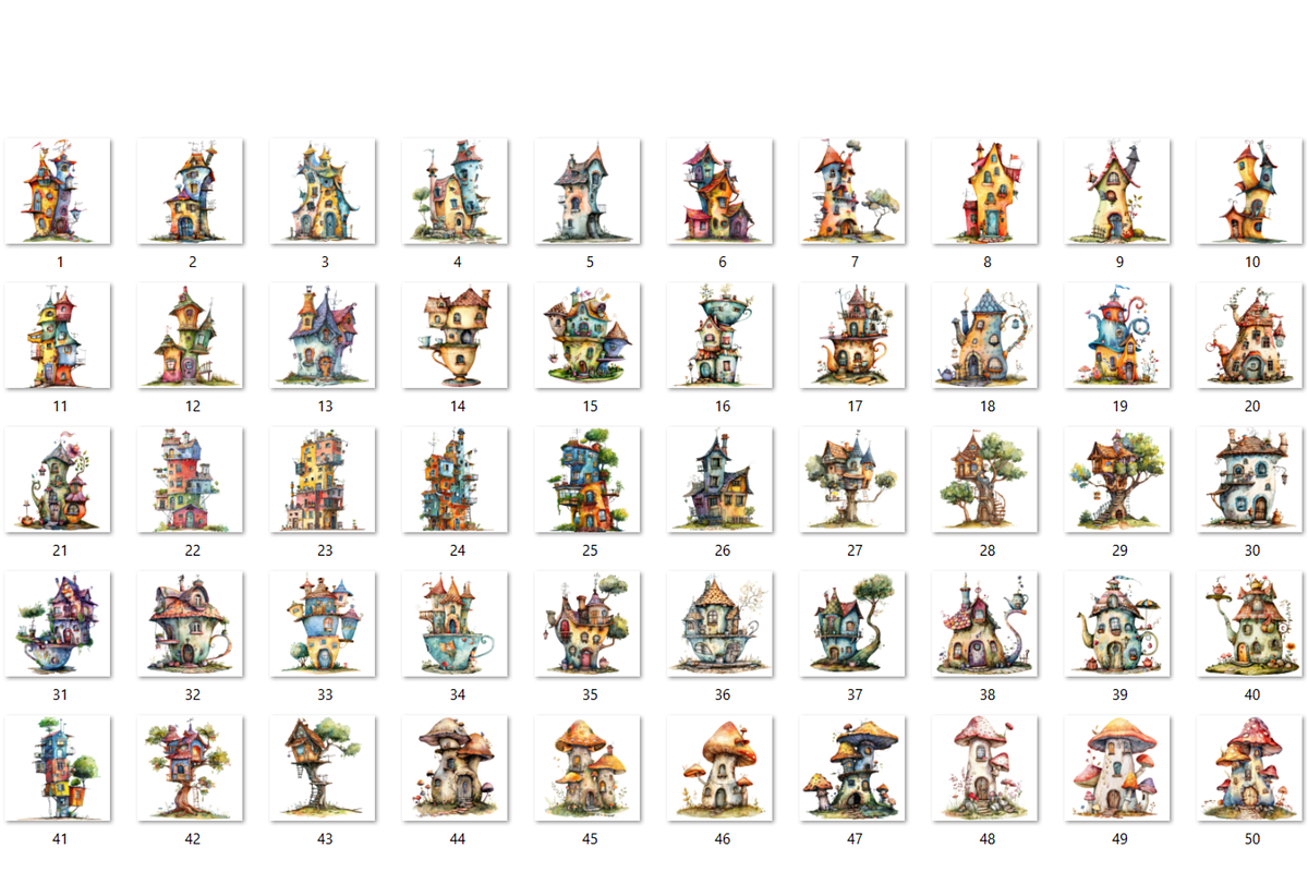 Watercolor Quirky House Clipart, a Decorative Illustration by GiraffeCreative (Photo 8 of 9)