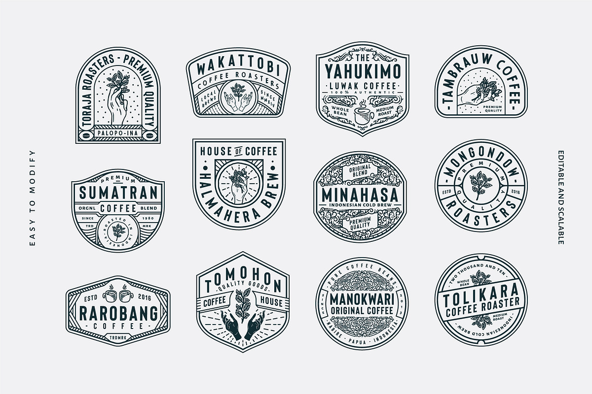 12 Coffee Logo and Badge Templates, a Branding & Logo Template by Wortfice (Photo 3 of 9)