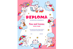 Kids Diploma Cute Caticorns