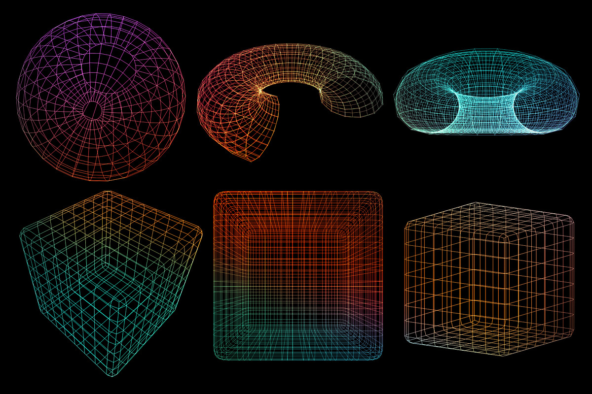 100 3D Wireframe Brushes & PNGs, a Brush Add-On by xresch (Photo 8 of 14)