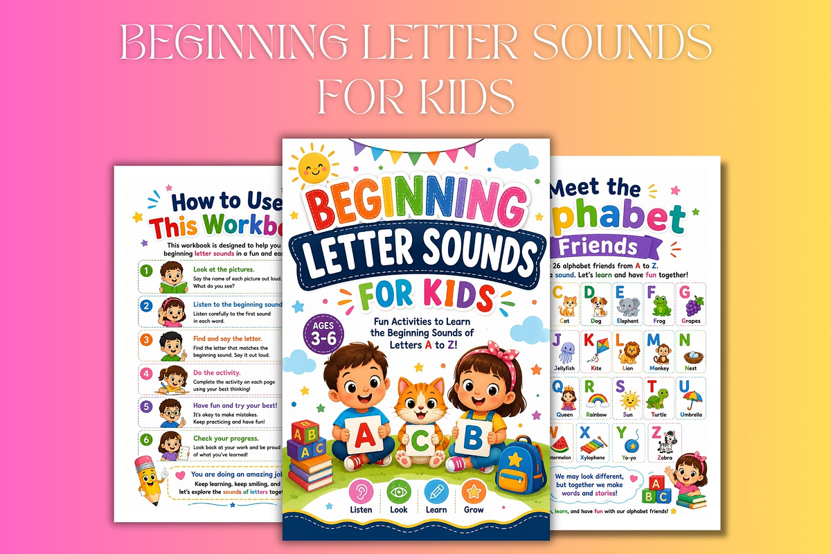 Beginning Letter Sounds for Kids, a Stationery Template by Designmela01 (Photo 3 of 6)