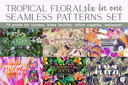 Tropical floral patterns set, a Pattern Graphic by emeraldthue (Thumbnail 1 of 28)