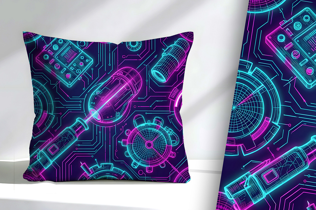 Techno Neon Shapes Background, a Decorative Illustration by Sharon Schwalbe (Photo 3 of 4)