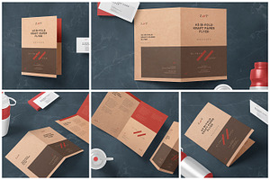 A5 Bi Fold Kraft Paper Flyer Mockups