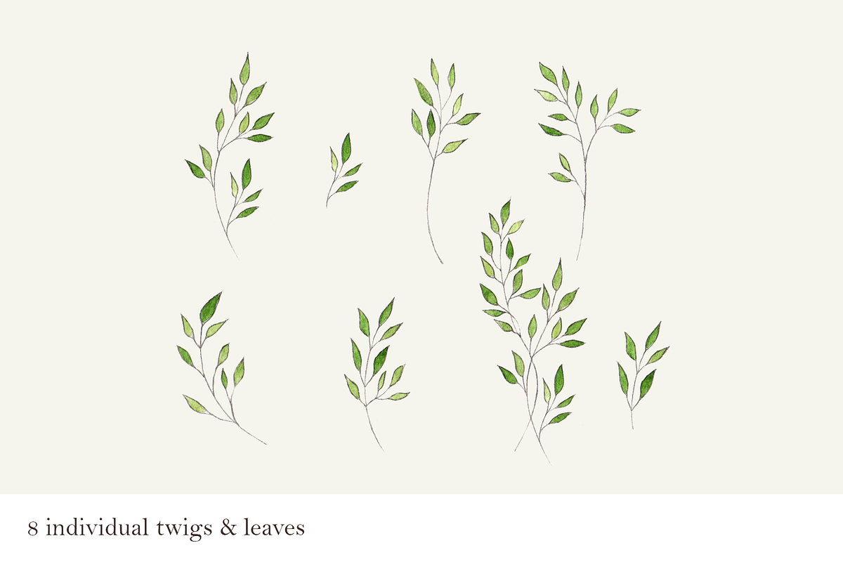 Leaves & Twigs Watercolour Drawing, a Pattern Graphic by elpple (Photo 2 of 5)