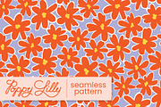 Orange Lavender Florals Pattern, a Pattern Graphic by Poppy Lilly (Thumbnail 1 of 2)