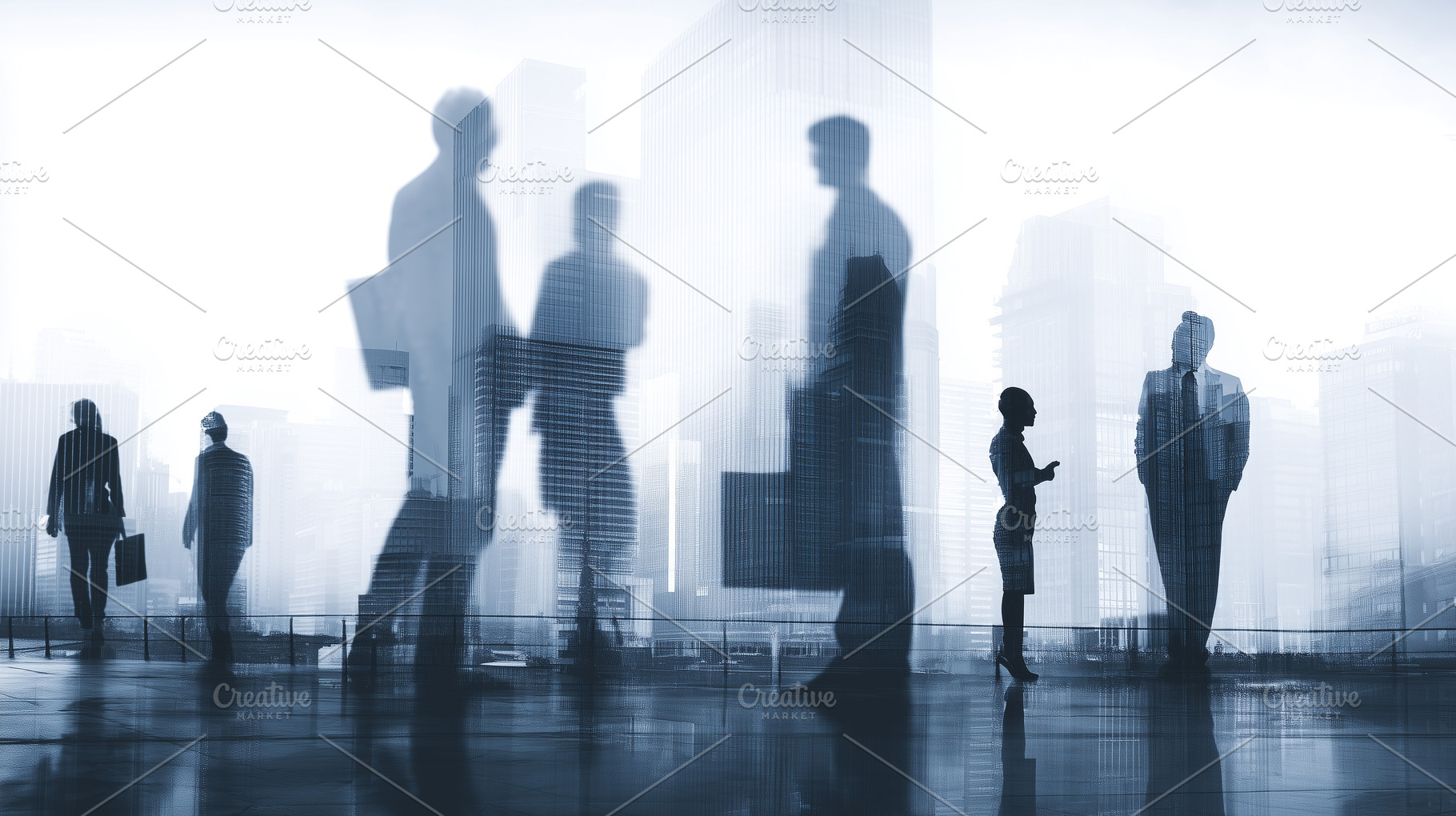 Silhouettes of business people walk, a Business Photo by MistyDay