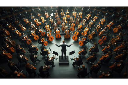 A conductor leading a large, a Technology Photo by Sergey Kotenev
