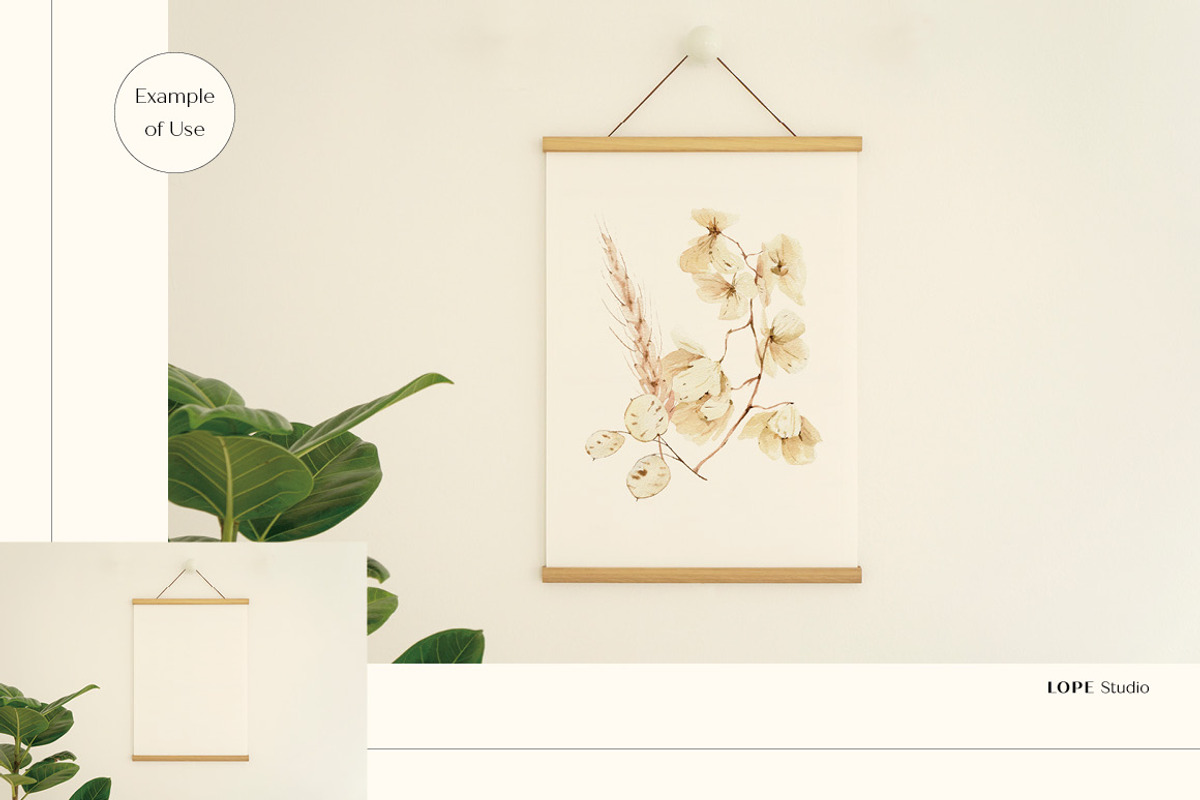 Poster Mockup SET with Wood Hanger, a Print Template by LOPEstudio (Photo 5 of 8)