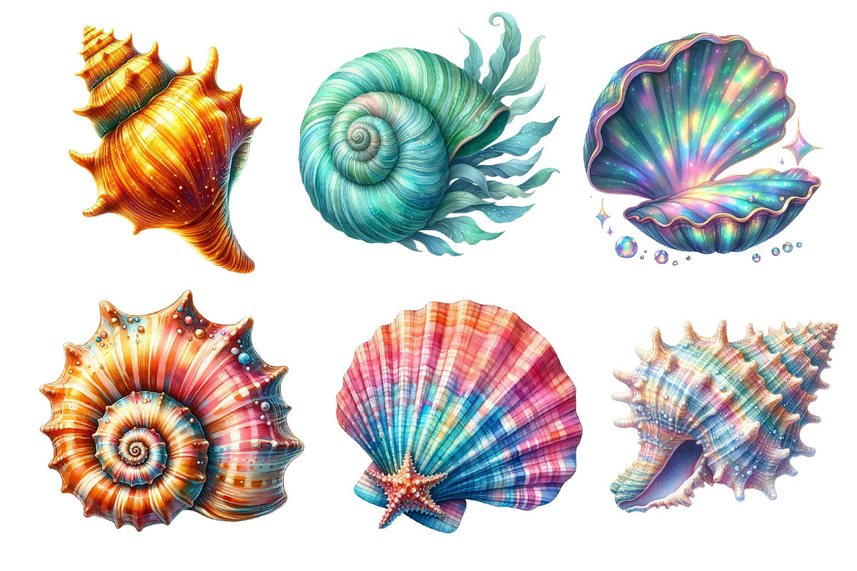 Ocean Sea Shell Sublimation Clipart, an Illustration by Dream Creation (Photo 2 of 6)