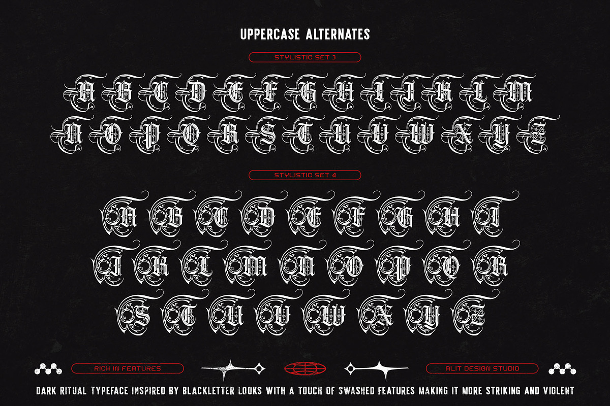 Dark Ritual Typeface, a Blackletter Font by alit design (Photo 10 of 20)