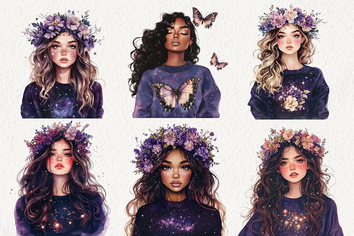 Magical Celestial Garden Clipart, an Illustration by NadiaTheronArt (Photo 4 of 5)