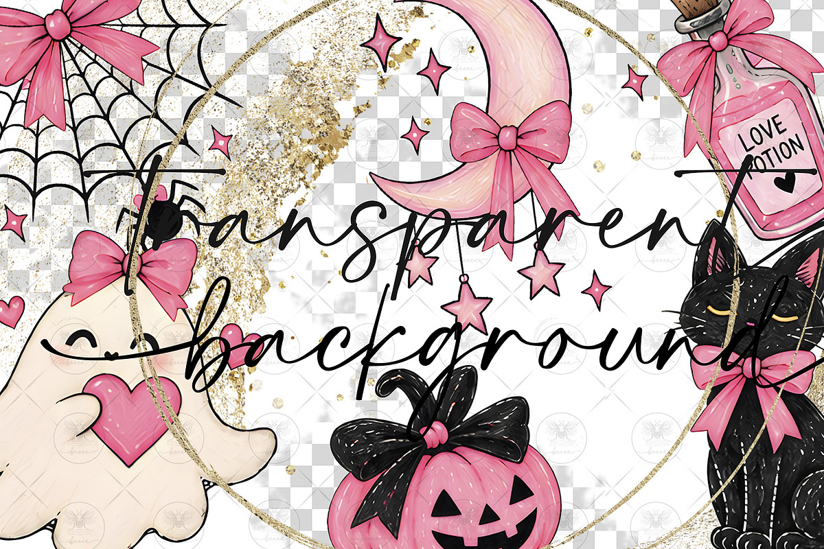 Pink Halloween Ghost Clipart, a Decorative Illustration by BigCakeBee (Photo 2 of 3)
