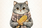 Thanksgiving Cat Clipart, an Illustration by DreamCafeArt (Thumbnail 5 of 5)