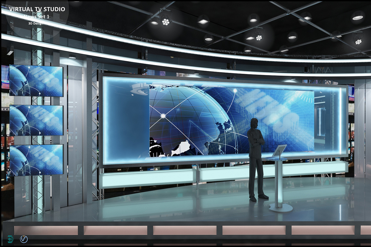 Virtual TV Studio News Set 1, an Architecture 3D Model by akerStudio (Photo 28 of 57)
