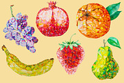 12 Watercolor Low Poly Fruit Set, a Food Illustration by LidiaP (Thumbnail 4 of 4)