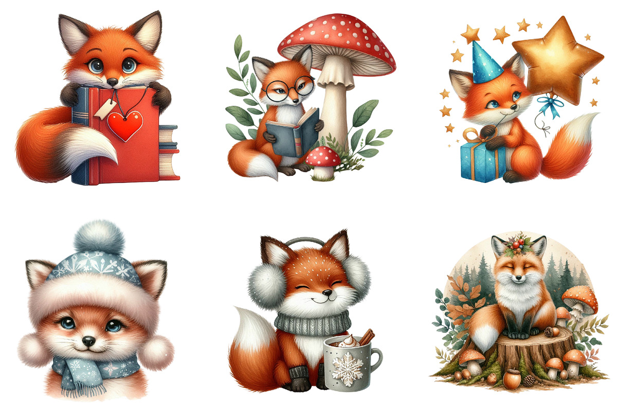 Cute Fox Sublimation Clipart, an Illustration by DreamArtGraphic (Photo 4 of 5)