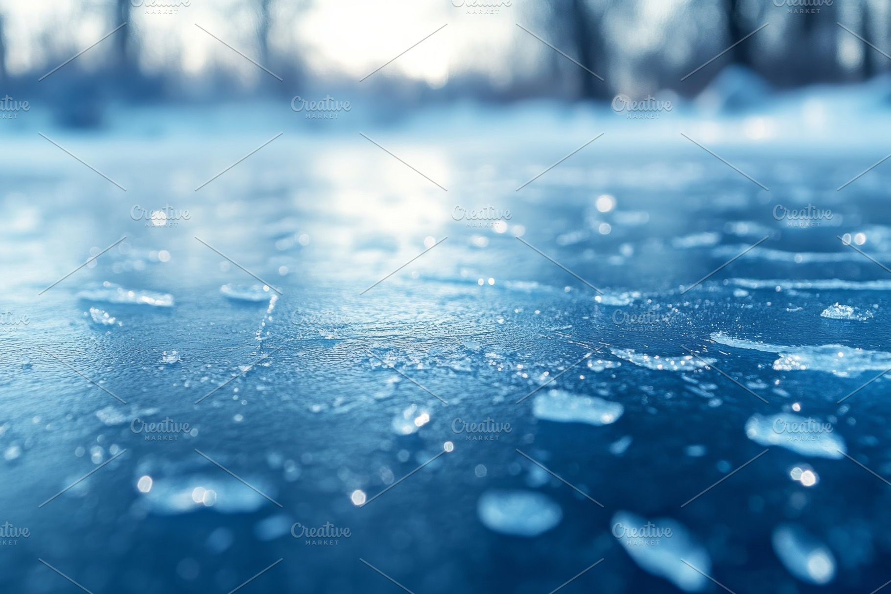 Abstract close-up of melting ice on a frozen surface, showcasing a serene winte, a Background Photo by ImageMir