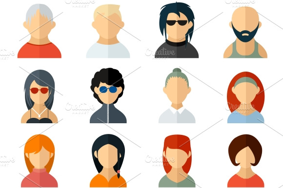 User Avatar Icons In Flat Style