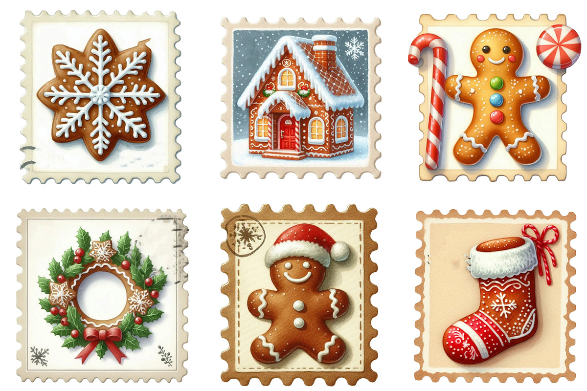 Watercolor Christmas Gingerbread, an Illustration by Designking (Photo 2 of 4)