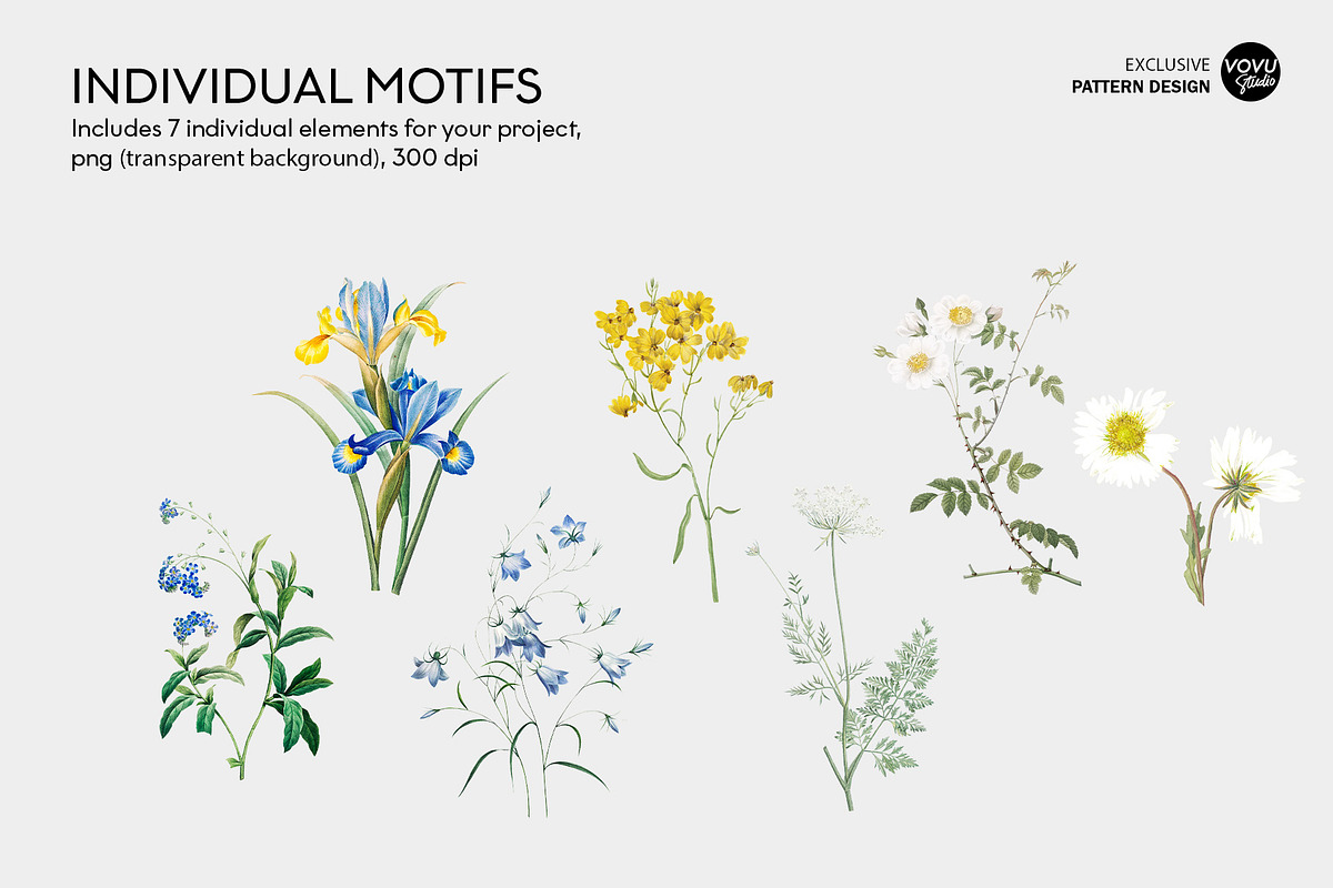 Fresh florals, Pattern print design, a Pattern Graphic by VOVU Studio (Photo 5 of 10)