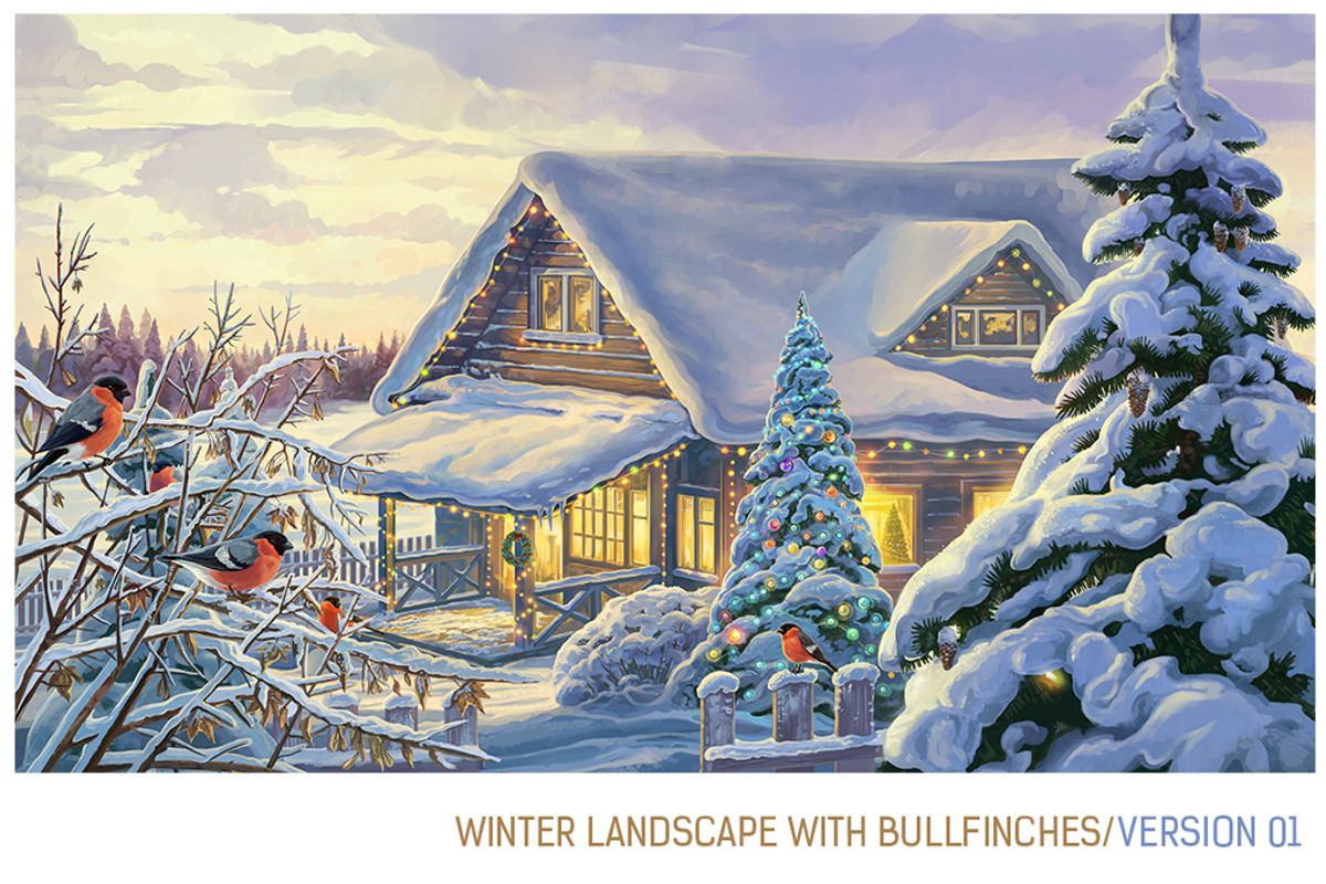 Winter Christmas landscape, a Decorative Illustration by Countryside life (Photo 2 of 8)