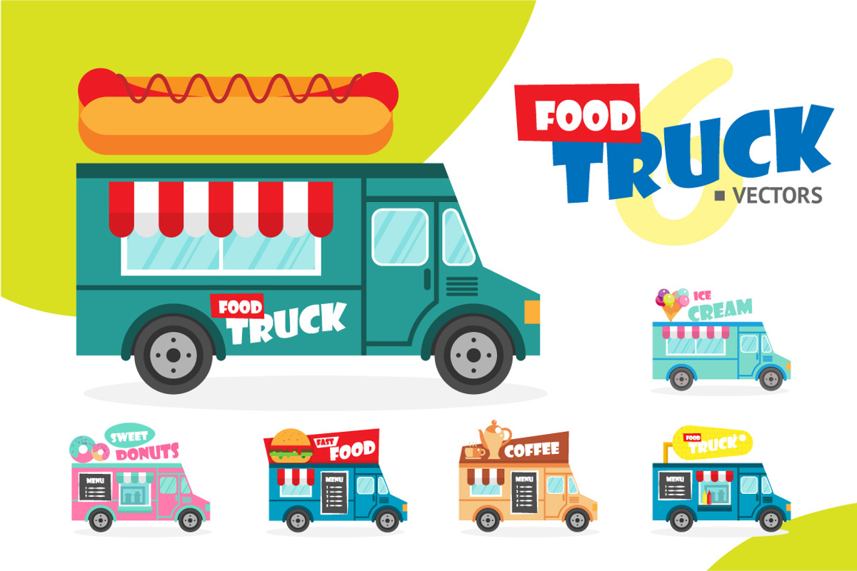 Set of vector food trucks, an Object Graphic by flatart (Photo 1 of 7)