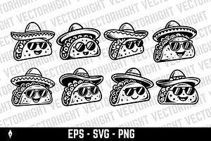 Cartoon mascot of a taco, a Food Illustration by Vectorhight
