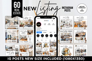 New Listing Instagram Posts Canva, a Social Media Template by CreativeVinesStore