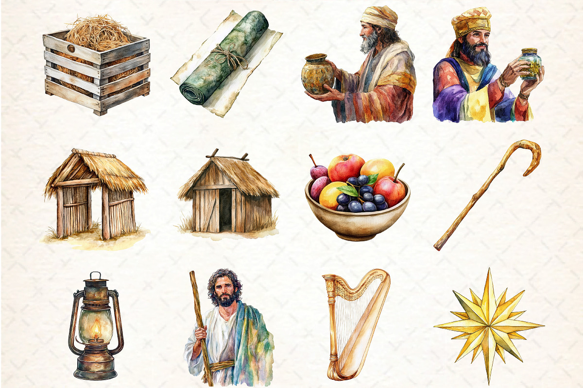 Cute Christmas Nativity Clipart Bund, an Illustration by DreamCafeArt (Photo 3 of 6)