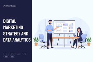 Digital Marketing Strategy and Data, a Finance Illustration by Partikusi Design