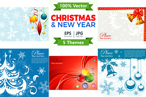 Christmas and New Year Backgrounds, a Decorative Illustration by TAlex