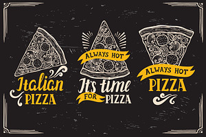 Pizza logo, food illustration