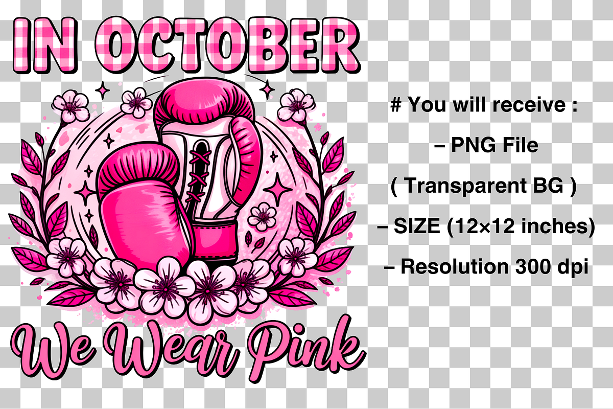 In october we wear pink png, a Graphic by Clipart Bloom (Photo 2 of 2)