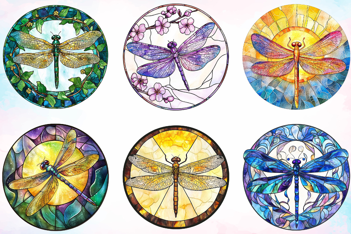 Dragonfly Stained Glass Clipart, an Illustration by Canvas Craft (Photo 3 of 5)