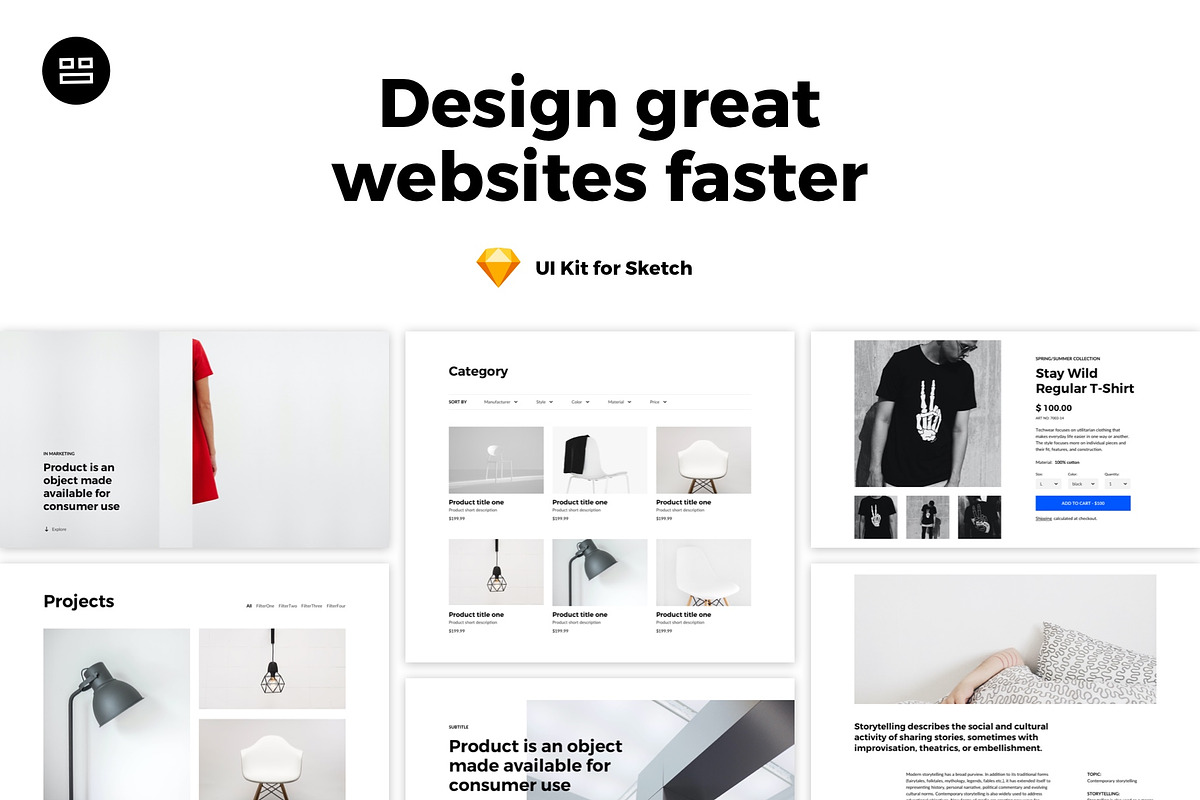 Modularity Sketch Web Design UI Kit, an UI Kit Template by Modularity Design (Photo 1 of 12)