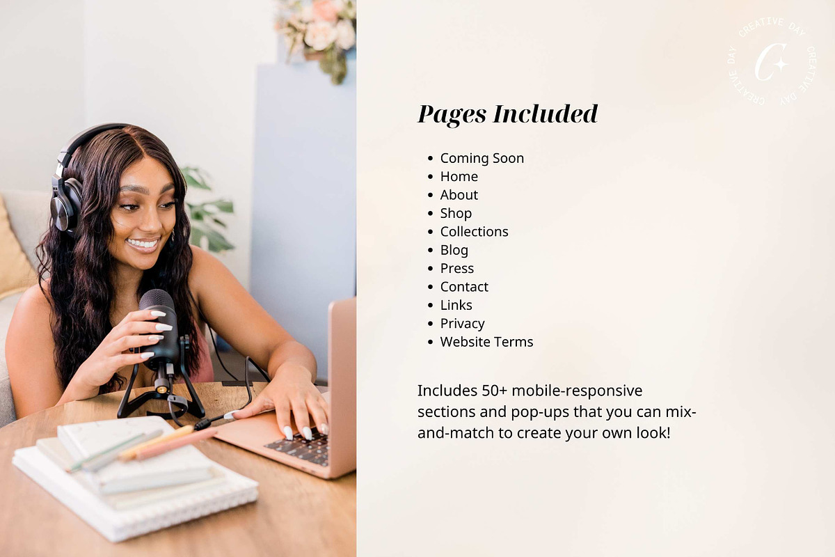 Podcast Coach Showit Template, a Landing Page Template by Creative Day (Photo 4 of 6)