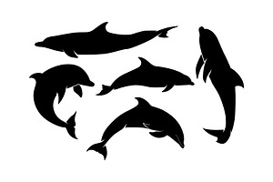 Dolphins Silhouettes Set, a Branding & Logo Template by Atlantis X Nurman Arbai