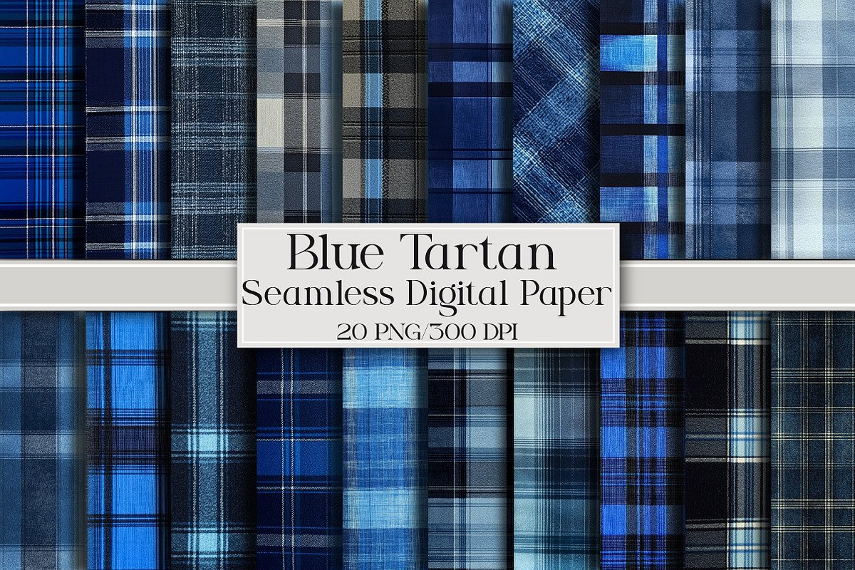 Blue Tartan Seamless Digital Paper, a Pattern Graphic by Libby Wishes (Photo 1 of 7)