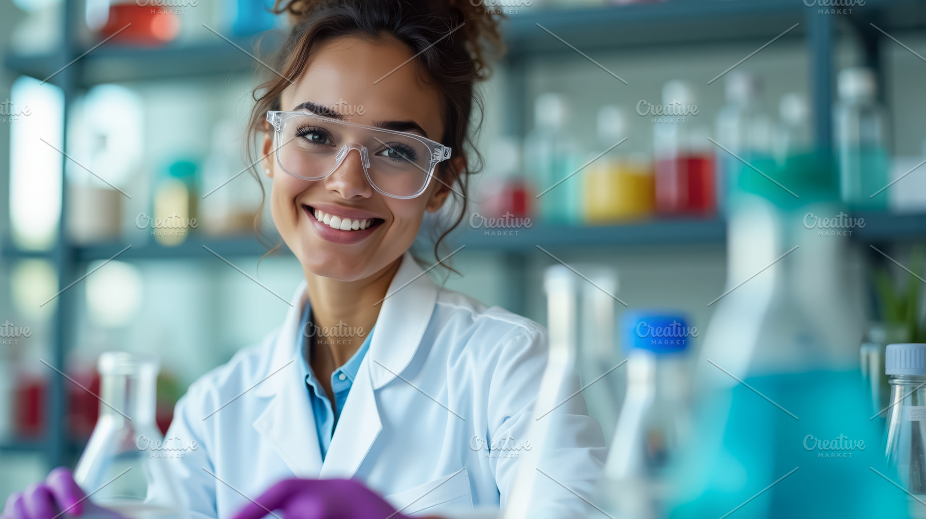 Female scientist working in laborato, a Health & Medical Photo by angellodeco