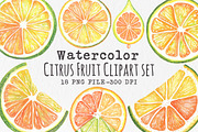 Watercolor Citrus Fruit Clipart, an Illustration by Libby Wishes (Thumbnail 1 of 7)
