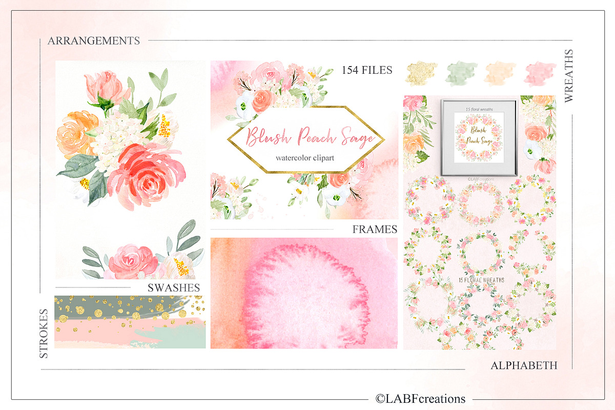 Blush Peach Sage flowers, a Texture Illustration by LABFcreations (Photo 6 of 13)
