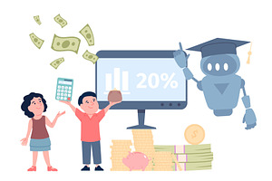 Financial literacy with ai concept, a Finance Illustration by LadadikArt
