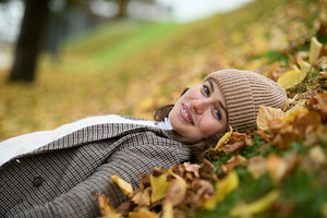 Portrait of a beautiful woman lying