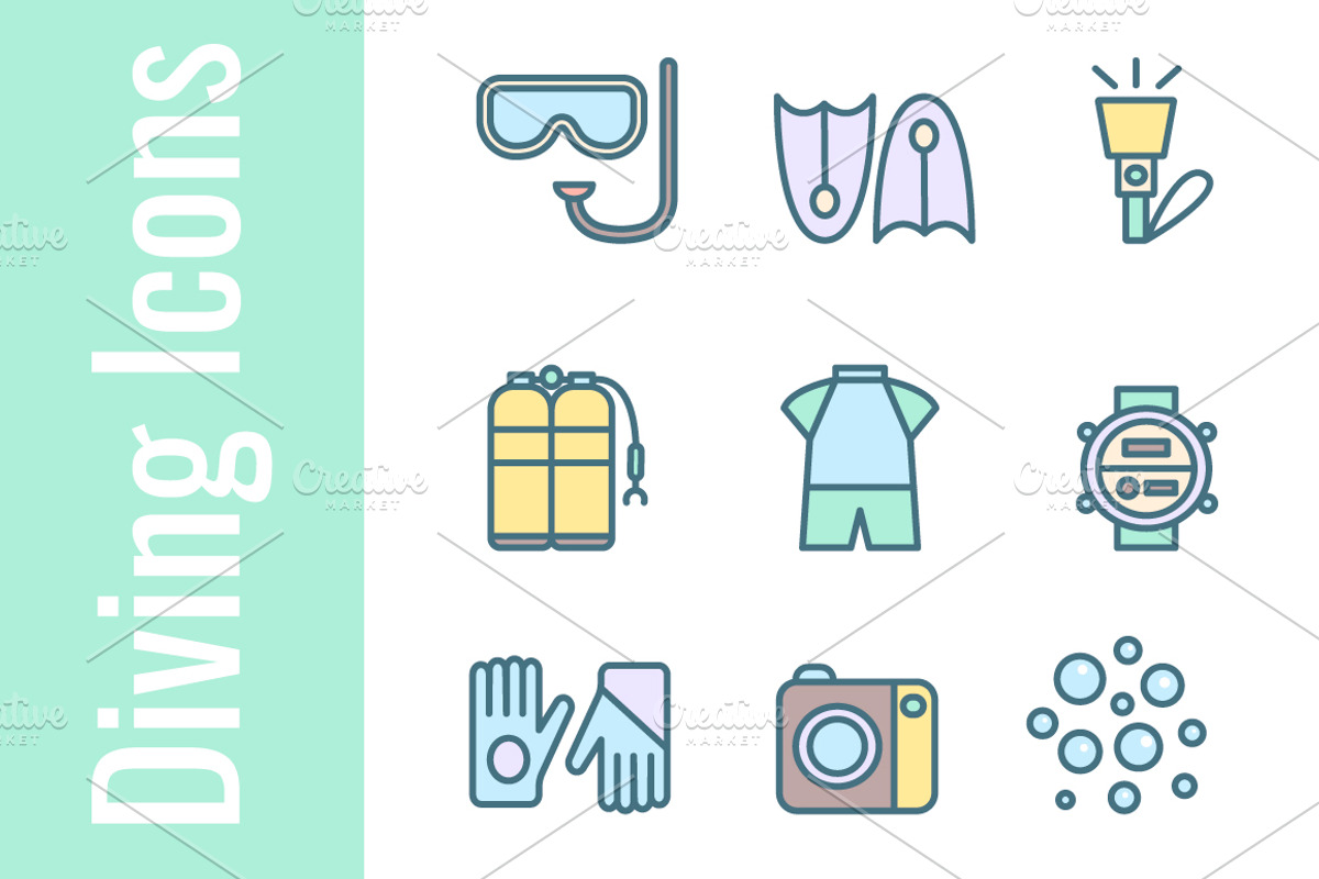 Diving Icons, an Outline Icon by Asya Malysheva