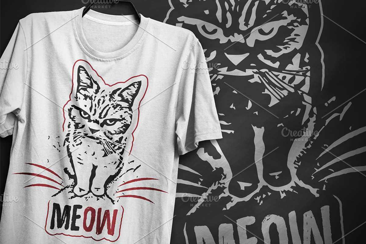 Angry cat - T-Shirt Design, an Animal Illustration by artnook (Photo 2 of 4)