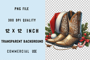 Christmas Western Cowboy Boot Sublim