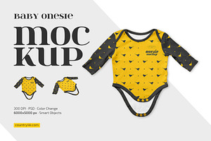 Long Sleeve Baby Onesie Mockup Set, a Hoody Mockup by Country4k