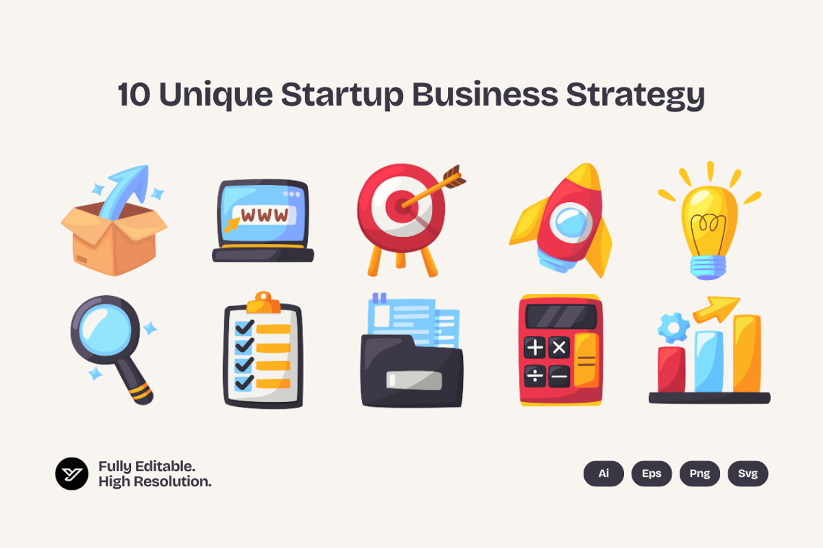 Startup Business Strategy Kit, an Object Illustration by YossyOneStd (Photo 2 of 3)